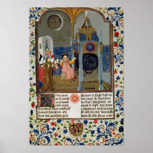 The household admiring the master's rare clock poster