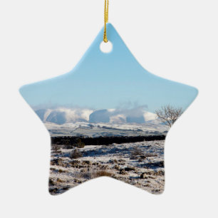 The Howgill Fells winter England Holiday Card Post Ceramic Tree Decoration