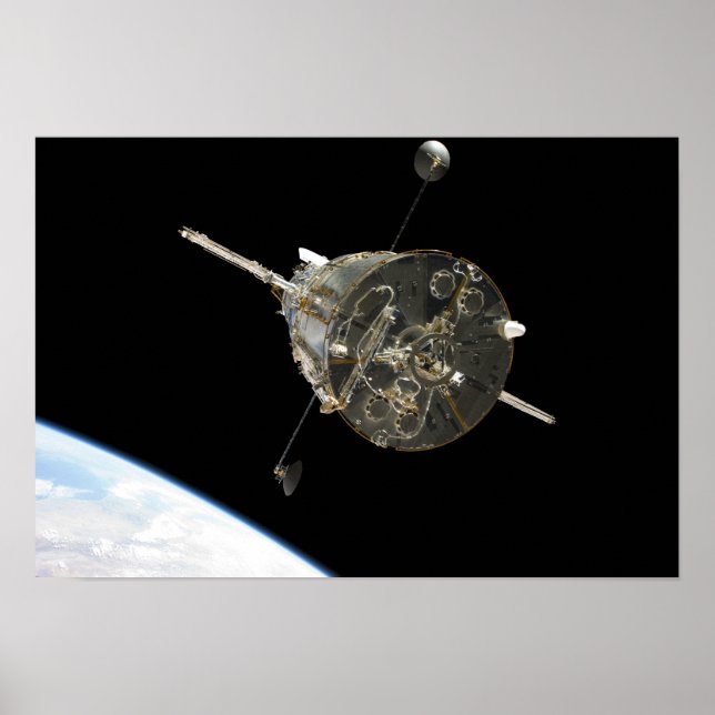 The Hubble Space Telescope in orbit above Earth Poster (Front)