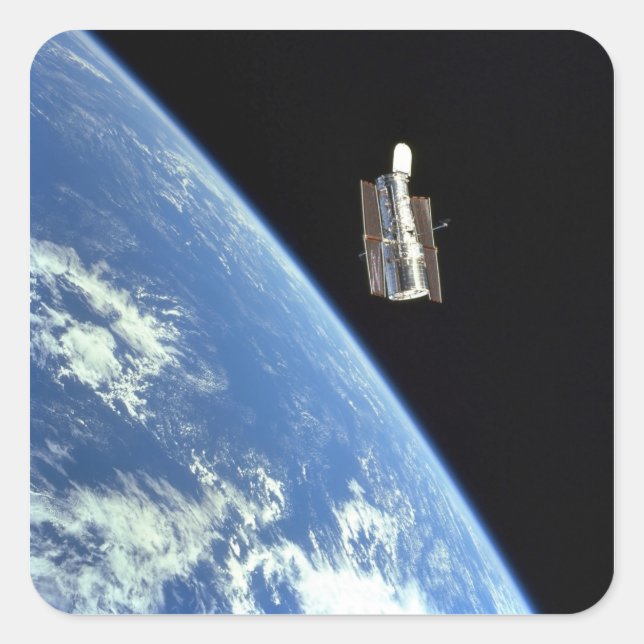The Hubble Space Telescope with a blue earth Square Sticker (Front)