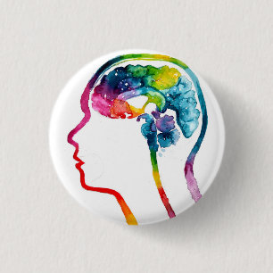 The human brain 3 cm round badge