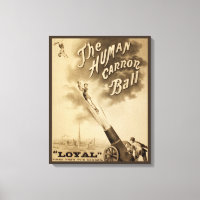 The Human Cannon Ball, Vintage Circus Poster