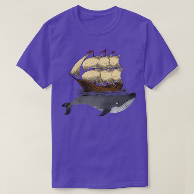 The Humpback whale under a ship T-Shirt (Design Front)
