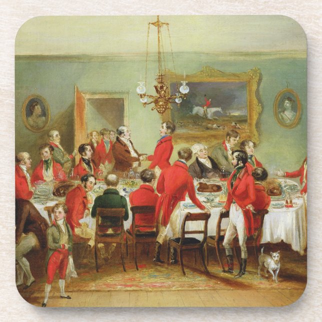 The Hunt Breakfast, Bachelor's Hall, 1836 (oil on Coaster (Front)