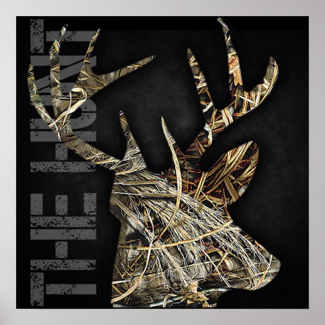 "The Hunt" Deer Hunting Camoflauge Antler’s poster (Front)