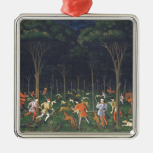 The Hunt in the Forest (by Paolo Uccello) Metal Tree Decoration