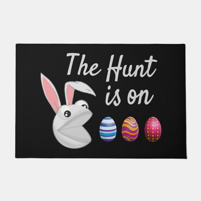 The hunt is on Easter Bunny Egg Hunt Doormat (Front)