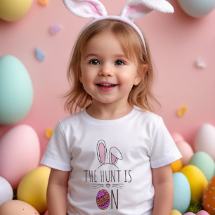 The Hunt Is On Easter Egg Hunt Cute Doodle Bunny Toddler T-Shirt