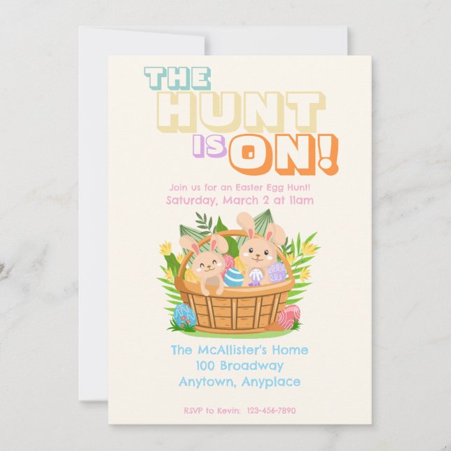 The Hunt is On!  Easter Egg Hunt Party Invitation (Front)