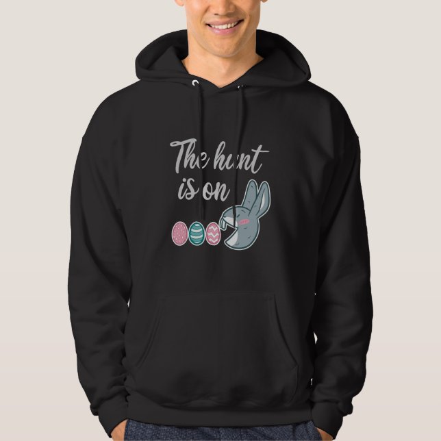 The hunt is on Easter Rabbit Egg Hunt Hoodie (Front)