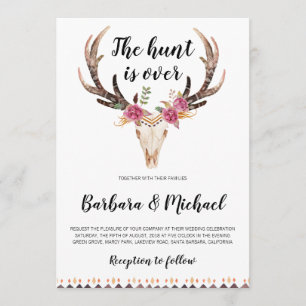 The Hunt is Over Antlers & Skull Country Wedding Invitation