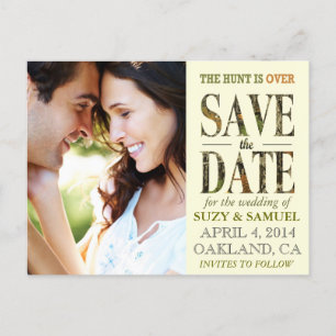 The Hunt is Over Camo Save The Date Announcement