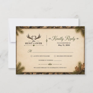 The Hunt Is Over Camouflage Wedding RSVP Card