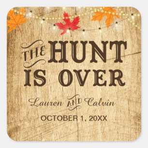 The Hunt is Over country wedding favour sticker
