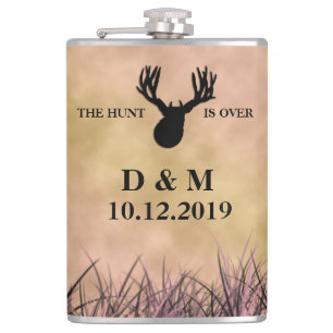 The Hunt is Over Custom Wedding Gift Hip Flask