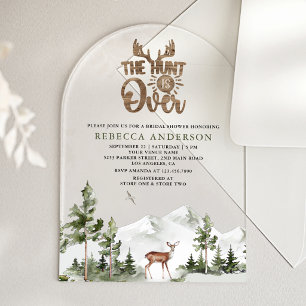 The Hunt is Over Forest Deer Bridal Shower Acrylic Invitations