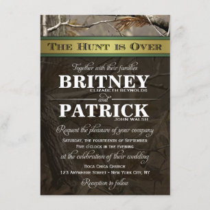 The Hunt is Over Hunting Camo Wedding Invitations