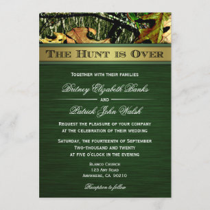 The Hunt is Over Hunting Camo Wedding Invitations