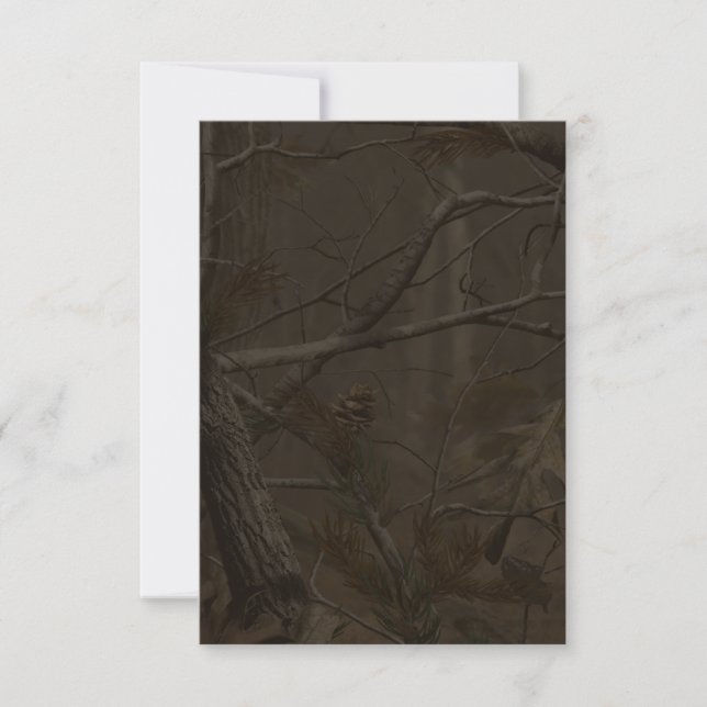 The Hunt is Over Hunting Camo Wedding RSVP Cards (Front)
