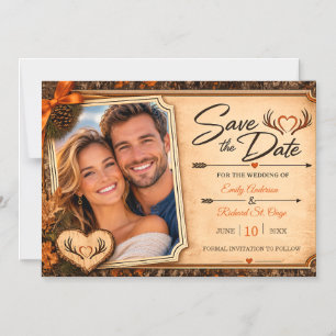 The Hunt Is Over Orange Camouflage Save the Date Magnetic Invitation