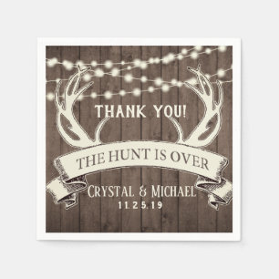The Hunt is Over Rustic Barnwood Evening Wedding Napkin