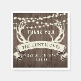 The Hunt is Over Rustic Barnwood Evening Wedding Napkin