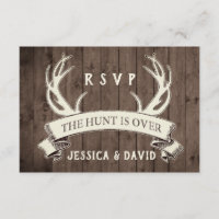 The Hunt is Over Rustic Barnwood Wedding RSVP
