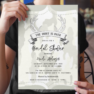 "The Hunt is Over" Rustic Camo Bridal Shower Invitation
