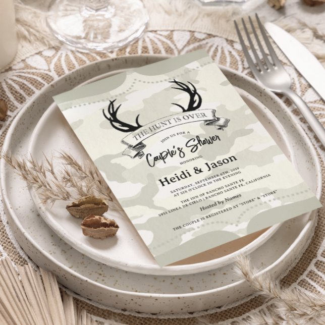 "The Hunt is Over" Rustic Camo Couple's Shower Invitation (Creator Uploaded)