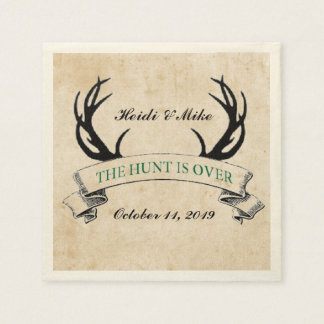 "The Hunt is Over" Rustic Custom Wedding Gift Napkin
