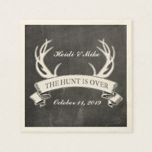 "The Hunt is Over" Rustic Custom Wedding Gift Napkin