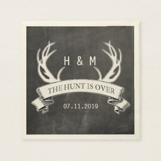 "The Hunt is Over" Rustic Custom Wedding Gift Napkin