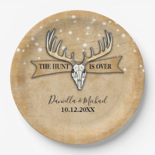 The Hunt Is Over Rustic Wedding Paper Plate