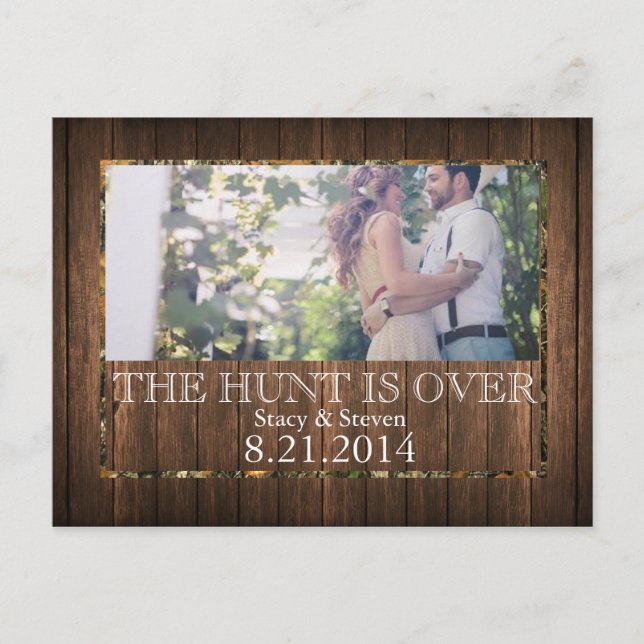 The Hunt is Over Save The Date Wedding Postcard (Front)