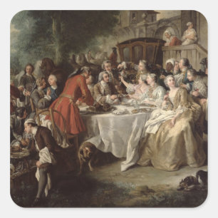The Hunt Lunch, detail of the diners, 1737 Square Sticker