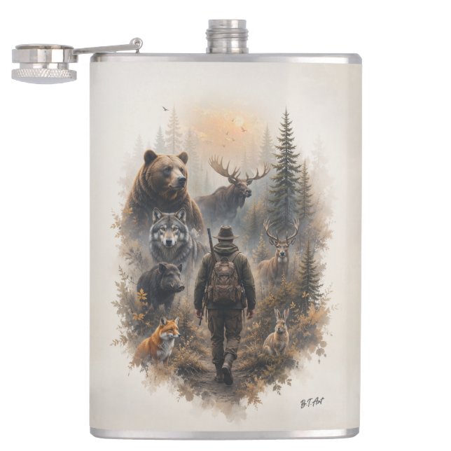 The Hunter , Into the Wild Silence  Hip Flask (Opened)