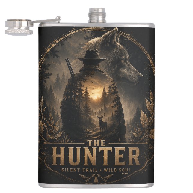 The Hunter , Into the Wild Silence  Hip Flask (Opened)