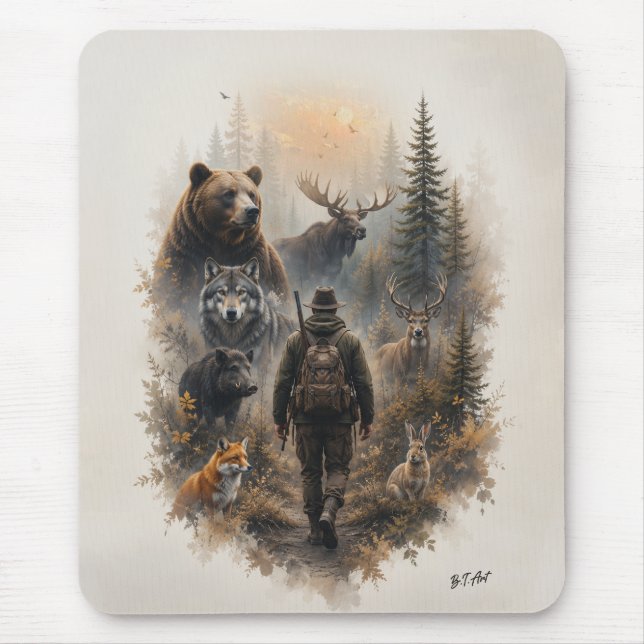 The Hunter , Into the Wild Silence  Mouse Mat (Front)