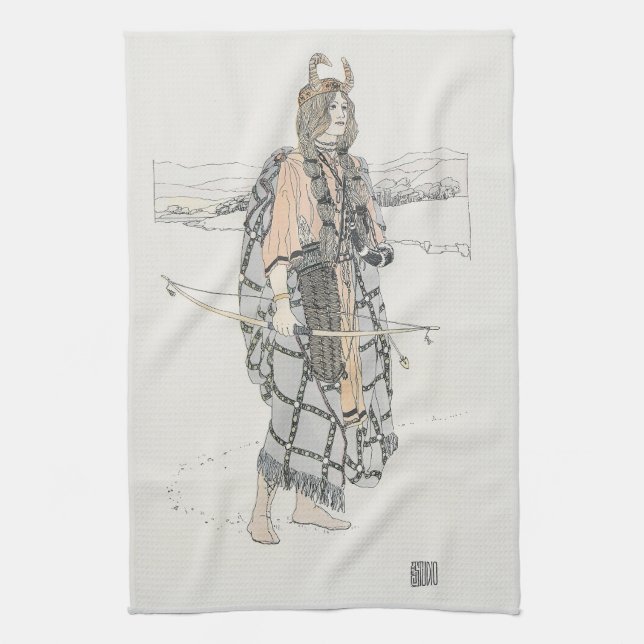 The Huntress (by Ann Macbeth) Tea Towel (Vertical)