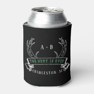 The Hunt's Over Custom Rustic Antler Wedding Favou Can Cooler