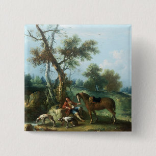 The Huntsman's Rest, 18th century 15 Cm Square Badge