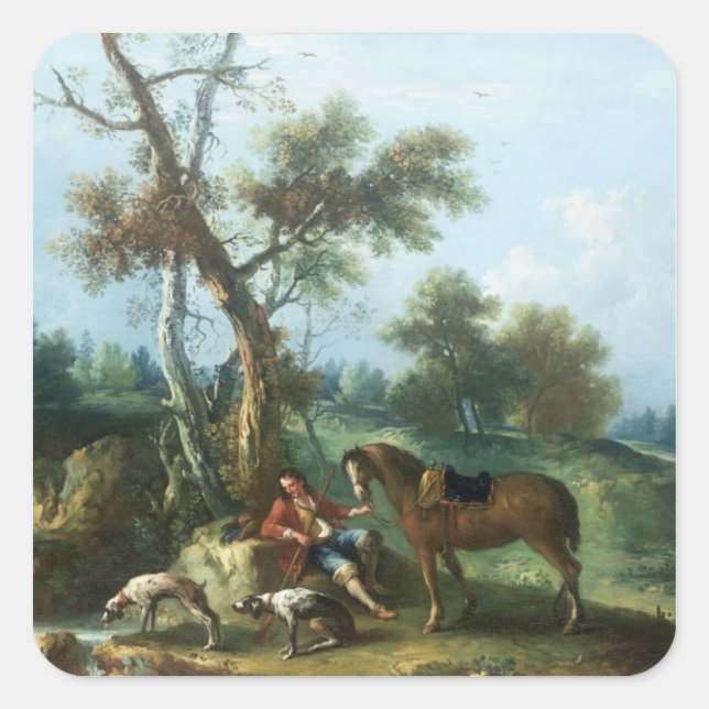 The Huntsman's Rest, 18th century Square Sticker (Front)