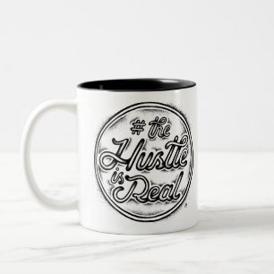 The Hustle is real vintage tattoo style quote Two-Tone Coffee Mug
