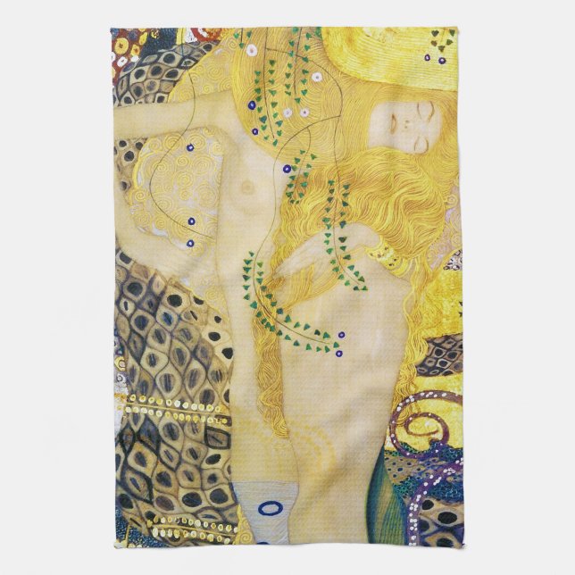 The Hydra, Gustav Klimt Tea Towel (Vertical)