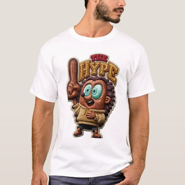The Hype Funny Hedgehog Embroidered Patch Gift T-Shirt (Front)