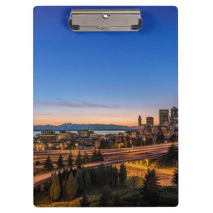 The I-5 freeway and downtown Seattle at twilight Clipboard