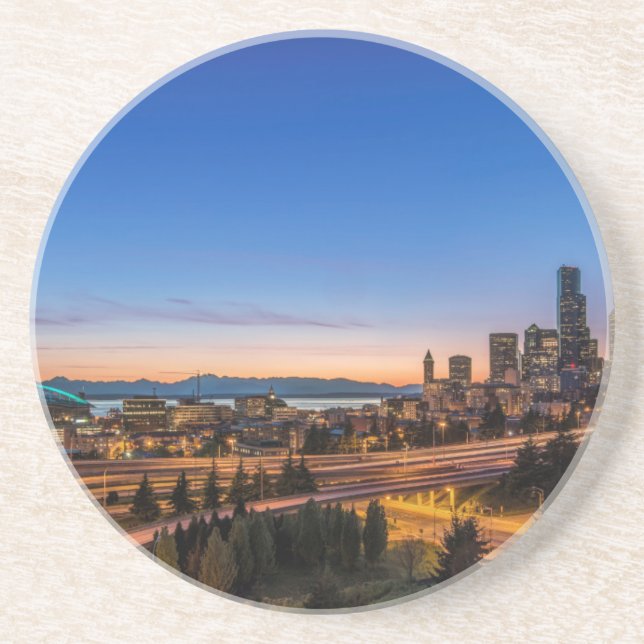 The I-5 freeway and downtown Seattle at twilight Coaster (Front)