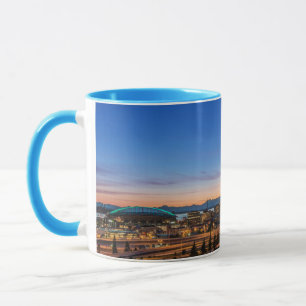 The I-5 freeway and downtown Seattle at twilight Mug