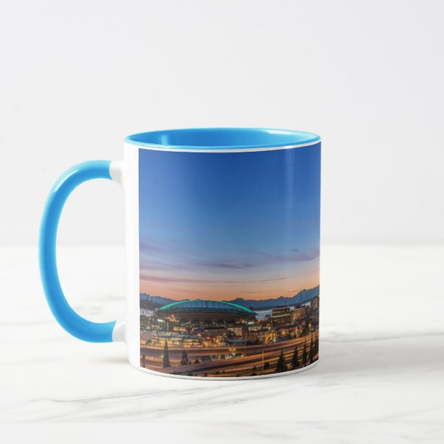 The I-5 freeway and downtown Seattle at twilight Mug (Left)