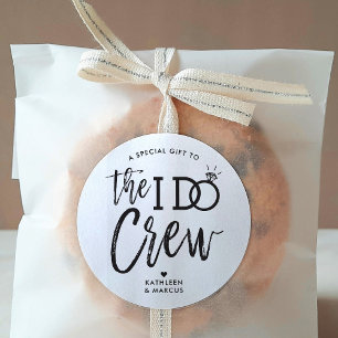 The I Do Crew   Wedding Party Black   White Classic Round Sticker
